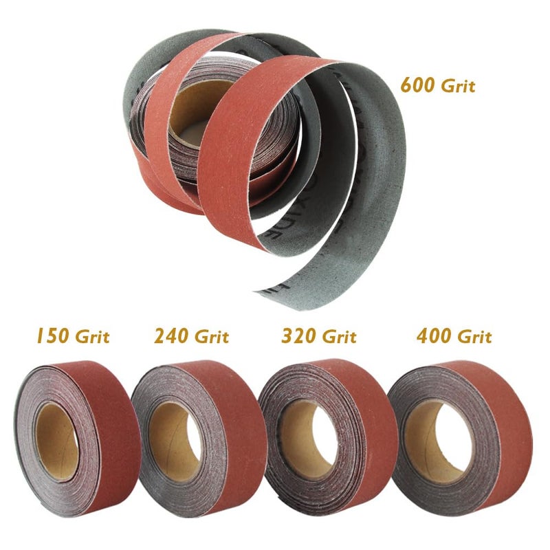 O'SKOOL Turner’s Sanding Pack Abrasive Strip Kit 5 Grits with Dispenser for Wood Turners, Furniture Repair, Woodworkers, Metal Workers, Automotive Body Work | 150, 240, 320, 400, 600 Grit Rolls, SF02A - Image 4